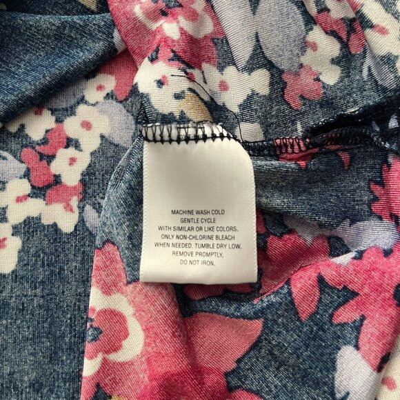 Jaclyn Smith Y2K‎ Floral Babydoll Tunic Top Medium Navy - Picture 10 of 11